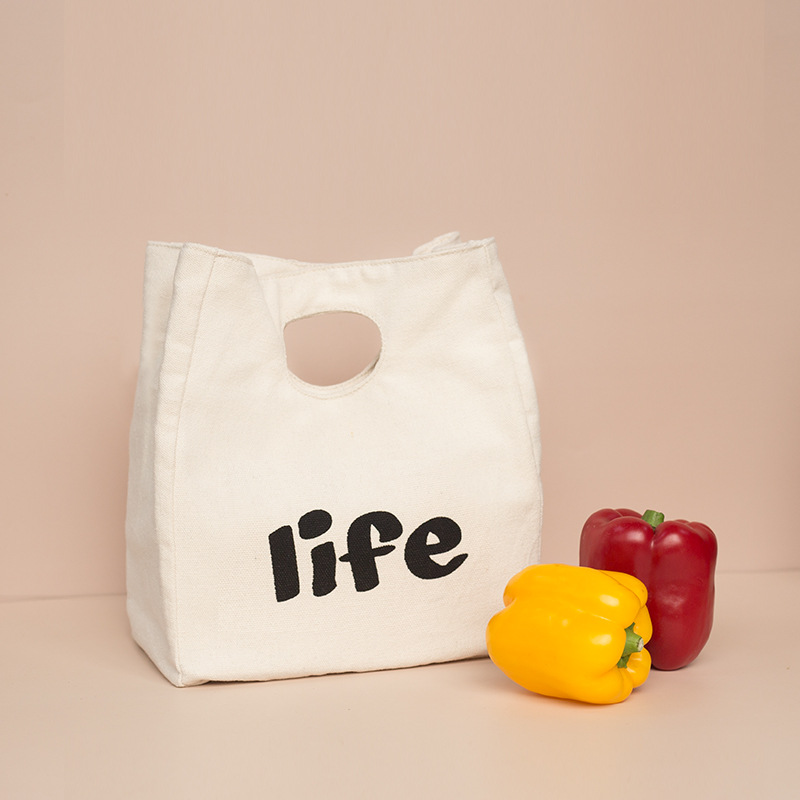Сумка-тоут женская для еды, сумочка из вощеной холщовой ткани с термоизоляцией, с текстовым принтом, оригинальный дизайн, для пикника
