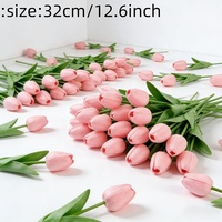Realistische PU Mini-Tulpen Künstliche Blumen Handgefertigte Naturgetreue Kunsttulpen mit Echtem Gefühl Einzelner Stiel für den Muttertag