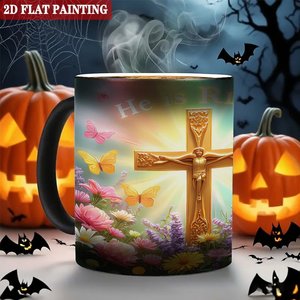 He Is Risen 2D Flat Painting <b>Ceramic</b> <b>Mug</b> 11oz Heat Changing Cup Religious Gift - Product Image 6