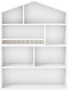 Étagère à livres pour enfants à 4 niveaux, organisateur de rangement pour jouets en forme de maison avec 3 intercalaires verticaux, étagère de présentation pour garçons et filles - Product Image 1