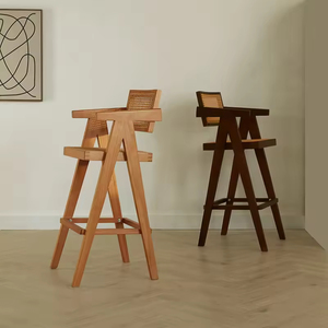 Tabouret de bar moderne avec <span class=keywords><strong>bois</strong></span> de <span class=keywords><strong>teck</strong></span> et rotin pour une utilisation en intérieur et en extérieur BC-023 - Product Image 5
