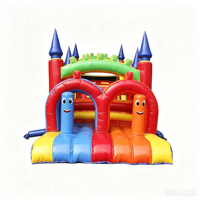 Château gonflable à obstacles avec arc, toboggan sec, mur d'escalade, jeu de carnaval, jouets éducatifs gonflables, visage souriant