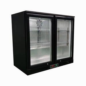 Single-<span class=keywords><strong>Temperature</strong></span> Back Bar Cooler <span class=keywords><strong>2</strong></span>-Door Counter Garrafa Frigorífico Preto com Ventilador Cooling Mode Equipamentos de Refrigeração à venda - Product Image 1
