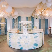 Comptoir haut de gamme moderne pour discothèque, cocktail et pub, tables de bar incurvées en acrylique blanc, portables et pliantes