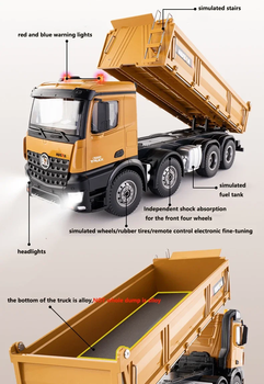 ホイナ1536合金重いダンプトラック1/14スケール12chmetal大型8車輪構造