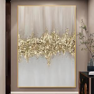 Pintura Decorativa Acrílica Hecha a Mano con Lámina Dorada, Arte Mural Moderno Personalizado, Pintura al Óleo Abstracta Texturizada <span class=keywords><strong>sobre</strong></span> <span class=keywords><strong>Lienzo</strong></span> para Decoración del Hogar - Product Image 1