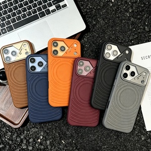 เคสโทรศัพท์หนัง PU ลายริ้วแบบแม่เหล็กสำหรับ iPhone 18 17 16 15 14 13 Pro Max พร้อมกรอบกล้องโลหะ ป้องกันการกระแทก ขายส่ง - Product Image 3
