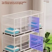 Cage d'élevage métallique à 3 niveaux pour chats et chiens avec séparateur, enclos double couche pour l'hébergement