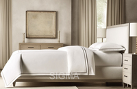 Lits en bois personnalisés Mobilier d'intérieur Ensembles de chambre à coucher Lit Queen en bois et rembourrés noirs à baldaquin