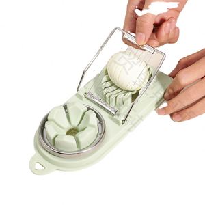 Coupe-œufs 2-en-1 en acier inoxydable, épaisseur 0,2 mm, pour œufs durs parfaitement coupés, accessoires de cuisine, outils à œufs - Product Image 1