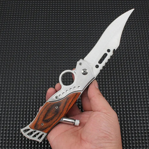 Cuchillo Plegable de Caza y Camping HL Factory al por Mayor, con Mango de Madera Colorido DIY y Hoja de Acero 2Cr13 con Punta Biselada - Product Image 1