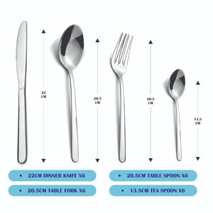 Juego de Cubiertos Prince de 24 Piezas, Moderno, de Acero Inoxidable Plateado, con Acabado Pulido Espejo, Agarre Ergonómico y Sostenible - Product Image 2