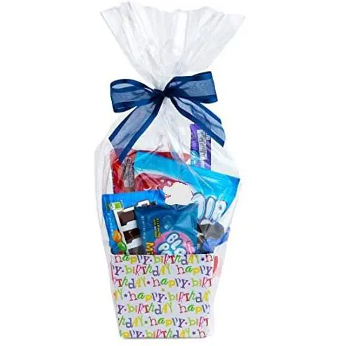 Clear Poly Plastic Bags Customizable Cellophane Gift Baskets for Packaging & Printing