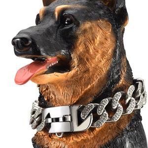 Luxe Sparkle Strass 32Mm Hond Gouden Ketting Kraag En Riem Set Zware Duty Grote Choker Pitbull Roestvrij Staal Kragen - Product Image 4