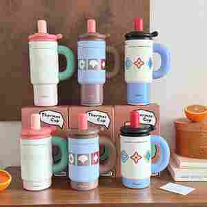 Mug à café isotherme en acier inoxydable 316 de grande capacité 1200 ml avec doublure intérieure en céramique et paille - Product Image 1