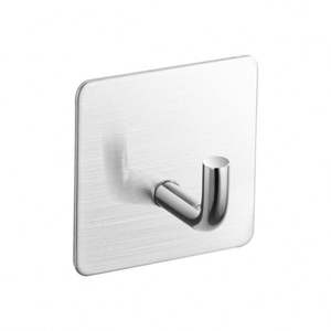 Almacenamiento de gancho de pared de un solo gancho de acero inoxidable Nuevo baño sin perforaciones Autoadhesivo Diseño funcional Plástico desmontable - Product Image 4