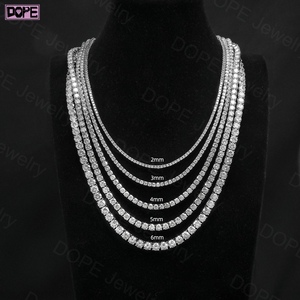 Chaîne en moissanite de 3 mm, 4 mm, 5 mm, collier <span class=keywords><strong>tennis</strong></span> glacé, bijoux en acier inoxydable, certifié GRA, moissanite VVS, chaîne <span class=keywords><strong>tennis</strong></span> - Product Image 4