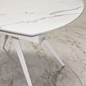 Bea Rotating Extendable Ceramic <b>Table</b> 140x90 Statuary <b>White</b> Indoor Metal Base - Product Image 4