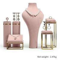 JINSKY-Présentoir à bijoux en velours rose, présentoir à bijoux en métal, pour boucles d'oreilles