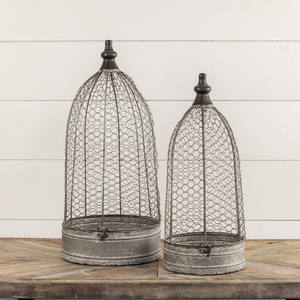 Ev bahçe bitki koruma için iki toz kaplanmış Metal tavuk tel Cloches & Mesh kafesleri Set - Product Image 4