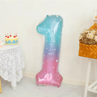 Ballon en Mylar géant de 40 pouces, chiffre arc-en-ciel effet gelée, dégradé ciel rêve, pour décoration de fête d'anniversaire