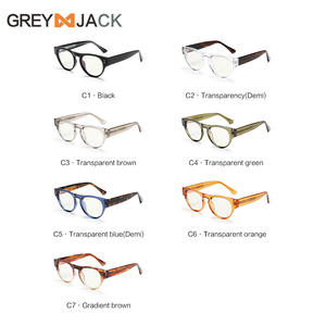 Lunettes de vue Greyjack rétro à monture ronde bloquant la lumière bleue, unisexe, monture complète, verres en acrylique, protection anti-lumière bleue - Product Image 5