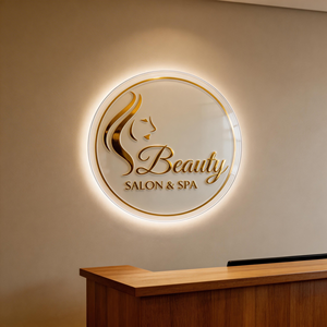 Letrero LED Personalizado con Logotipo, Letrero Acrílico 3D Retroiluminado con Espejo Dorado, Letrero LED <span class=keywords><strong>para</strong></span> Salón de Belleza, Logotipo de Pared - Product Image 2
