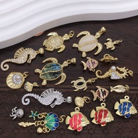 Pendentif en cuivre micro-incrusté 18 carats, série animaux marins (tortue, hippocampe, coquillage), pour collier et bracelet DIY, accessoire