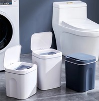 Poubelle intelligente sur pied 16L en ABS avec capteur automatique, étanche, sans contact, avec lumière LED pour cuisine, salle de bain et bureau