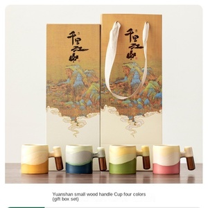 Set Regalo di Tazze in Ceramica con Manici in Legno, Stile Cinese Moderno, per Ospitalità e Migliori Amici - Product Image 6