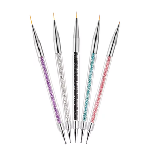 Pinceles para decoración de uñas de doble extremo, herramienta de punteado, 5 uds., diseño de manicura, cepillo delineador de uñas - Product Image 1