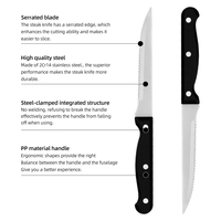 Ensemble de 6 couteaux à steak dentelés personnalisés OEM, lame en acier inoxydable, manche en PP, boîte colorée, vente directe d'usine, couverts de cuisine
