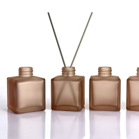 Grande Bouteille Vide de Luxe pour Diffuseur, en Verre Mat Noir avec Bouchon à Vis, Bouteille de Diffuseur en Verre Transparent avec Bâtonnets