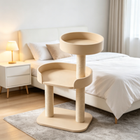 Arbre à chat CreamTower 81,5 cm à 4+ niveaux en aggloméré écologique, avec perchoirs doux en polaire courte et poteaux à gratter en sisal naturel, 3 cartons