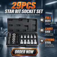 Jeu de douilles étoiles 29 pièces en acier CR-V, kit de clés à douilles Torx pour réparation automobile, outils manuels pour le retrait de vis
