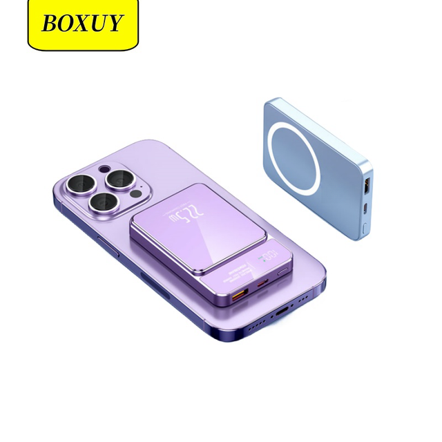 Custom logo Newest Mini Portable Magnetic 5000mAh Powerbank USB TYPE-C Magnetic Wireless 15W Fast Charging Power Bank 10000mAh