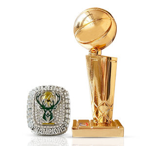 N.B .. 2021 <span class=keywords><strong>Milwaukee</strong></span> <span class=keywords><strong>Bucks</strong></span> Championship Ring Juego de trofeos de baloncesto, anillo de moda deportivo de alta calidad Aniversario coleccionable - Product Image 1