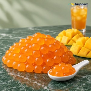 Perles de tapioca éclatantes à la mangue, certifiées Halal, prêtes à consommer pour les thés aux bulles, les thés au lait et les desserts - Product Image 1