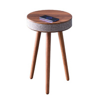 Haut-parleur Bluetooth en bois massif Smart Voice Music Multifonctionnel Chargement sans fil Table d'appoint Stockage pour Table basse de salon