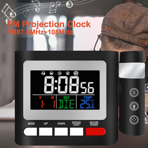 <span class=keywords><strong>Réveil</strong></span> numérique électronique FM coloré avec projecteur d'heure, luminosité réglable, volume, fonction snooze, affichage de la date et de la température, pour bureau et table - Product Image 3