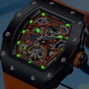ONOLA 3854 Fashion Luxury Men's <b>Watch</b> Hollow Out Rudder Flywheel Fully Automatic <b>Mechanical</b> Waterproof Silicone <b>Watches</b> Clock - Product Image 6