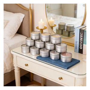 Artisan Scented <b>Candle</b> Packaging Luxury Metal Jar Vanilla Essence Boutique Merchandising Holiday Assortment Collection - Product Image 2