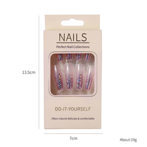 Faux ongles à presser longs style ballerine cercueil, style européen, couvrance totale, pointes d'ongles artificiels à porter, vente en gros - Product Image 1