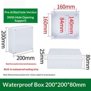 200x200x80mm IP65 <b>Waterproof</b> Junction <b>Box</b> ABS Plastic Custom Hole Opening Support with Built-in Sealing Strip Outdoor Enclosure - Product Image 1