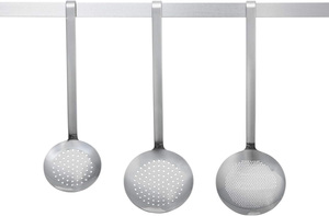 Cuillère à soupe en acier inoxydable, ustensiles de cuisine argentés pour restaurant et maison, ensemble de louches de service à long manche avec crochet - Product Image 3