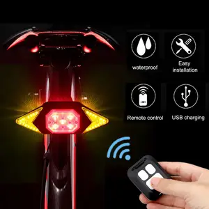 AT USB充电后自行车灯4蓝色5红色30黄色SMDs 6转向信号灯智能遥控自行车尾灯