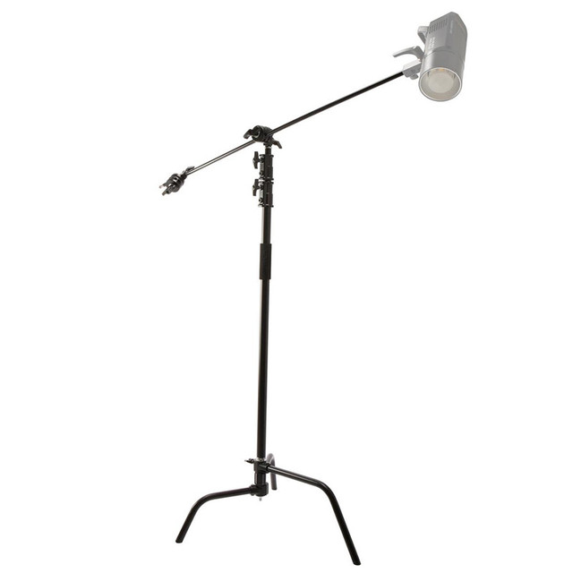 40 Inch 3.3m Black Heavy Duty Light Stand with Detachable Base  Adjustable C Stand with 2 Risers for Studio Photography Softbox