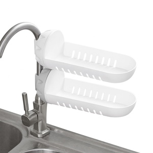 Plastic Faucet Organizer Bathroom Sundries Soap Rag Hook <b>Rack</b> Supply Organizer Kitchen Sink Storage <b>Rack</b> with Drain <b>Shelf</b> - Product Image 2