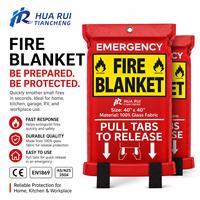 Couverture anti-feu d'urgence 1m x 1m en fibre de verre avec pochette murale pour la protection de la cuisine et de la maison