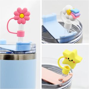 A prova di polvere 10 mm 0.4 in paglia riutilizzabile punte carine <span class=keywords><strong>Daisy</strong></span> fiori nuvola animale anatra Toppers paglia per regali di natale - Product Image 2